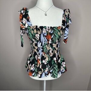 Rachel Zoe Black Floral Fitted Blouse